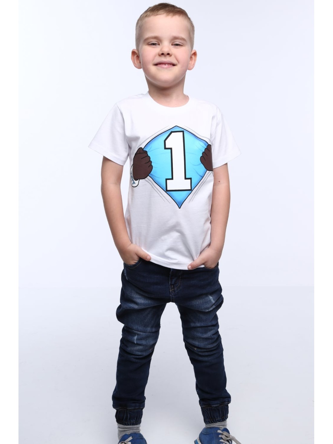 Jungen-T-Shirt mit Nummer, weiß NDZ4478 – Online-Shop – Boutique